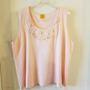 Ruby Rd Woman Rose Pink Floral Print Tank Top